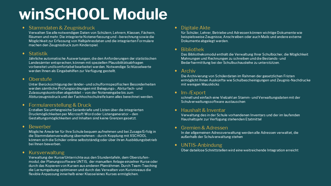 winSCHOOL Module im Detail